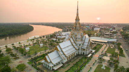 Fototapeta premium aerial view of wat sothorn temple in chachengsao province eastern thailand