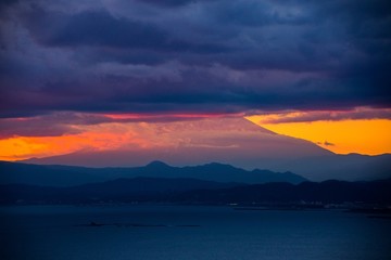 Mount Fuji with clouds