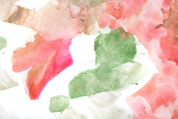 Watercolor paint abstract. Red Green.