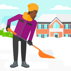 Man shoveling and removing snow. © Visual Generation