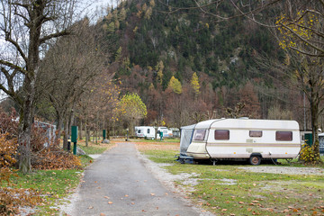 VIENNA ,AUSTRIA - Caravan and camping area for camper van