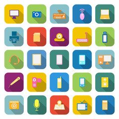 Gadget color icons with long shadow