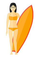 Surfer holding surfboard.