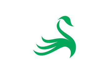 Naklejka premium green stylized swan logo