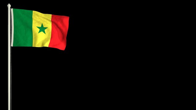 Senegalese flag waving in the wind with PNG alpha channel for easy project implementation.
