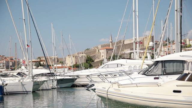 IZMIR CESME- JUNE, 2015: Marina with yachts on touristic county, center of Cesme