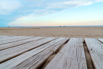 Fototapeta na wymiar wooden or flooring on the beach