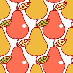Seamless pattern with pear in a flat style.