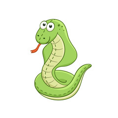 Cute cartoon animal. Stuffed snake. Vector plush toy isolated on white background.