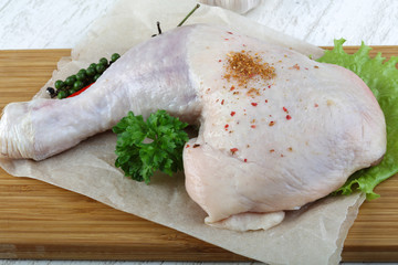 Raw chicken leg