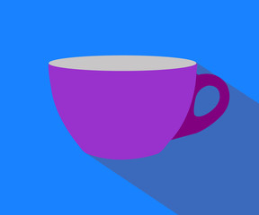 Coffee cup flat icon on blue background vector illustration