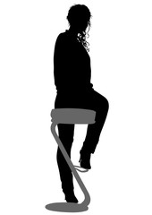 Young girls on chair on white background