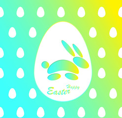 Happy Easter with the Easter Bunny and egg on a bright backgroun