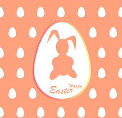 Happy Easter with the Easter Bunny on a pink background.