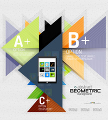 Abstract info banner with options, geometric paper style
