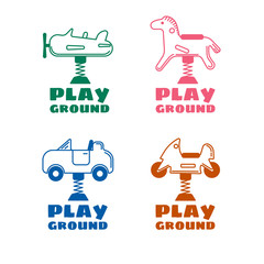 Four logo in line style for a kids playground. Vector icon set i