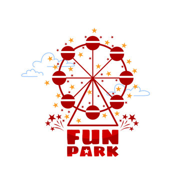 Logo template for fun park in line style on a white background.