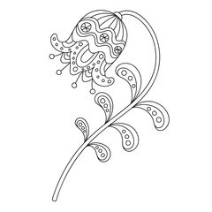 Abstract floral ornament. Hand drawn doodle. Vector illustration