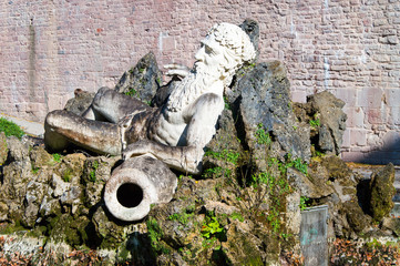  Neptune fountain in the old castle in Heidelberg, Germany