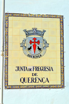 Tiles With The Querenca Coat Of Arms And Inscription Junta De Freguesia De Querenca