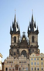 Fototapeta na wymiar Church of Mother of God before Tyn in Prague. Czech Republic