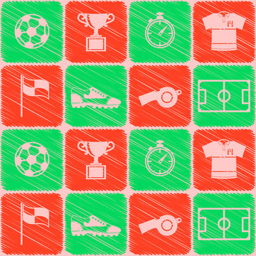 Seamless pattern with soccer icons for your design