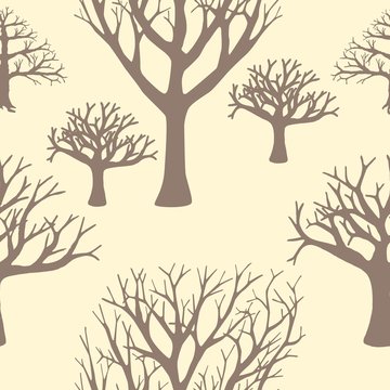 Seamless background of silhouettes of trees.