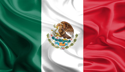 Waving Fabric Flag of Mexico