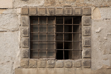 Fototapeta na wymiar Renaissance barred window in Bergamo, Italy