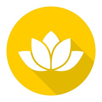 Lotus silhouette icon with long shadow