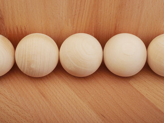 Wooden spheres close up