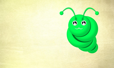 Green worm with the background to add text.
