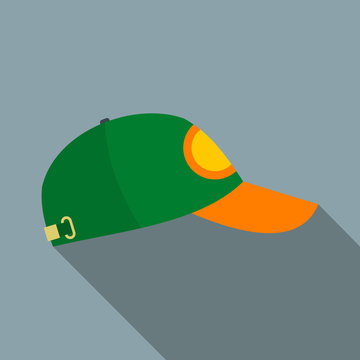 Green Baseball Hat Flat Icon