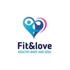 Abstract Colorful People and Heart Shape Icon Logo