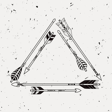 Vector tribal frame with ethnic arrows. American indian motifs.