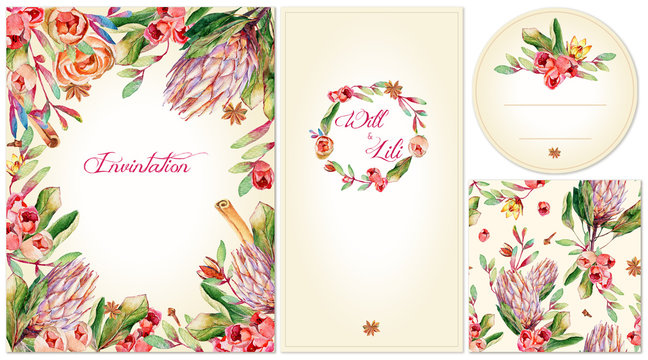 Set of templates for celebration, wedding or corporate style.