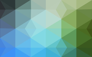 Multicolor green, blue polygonal design pattern, which consist of triangles and gradient in origami style.