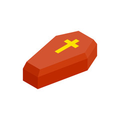 Red coffin isometric 3d icon