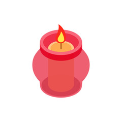 Candle in a candlestick isometric 3d icon