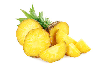 Slices of pineapple isolated on a white