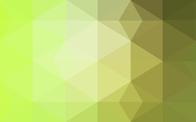 Multicolor green, yellow, orange polygonal design pattern, which consist of triangles and gradient in origami style.