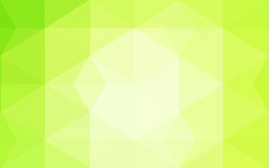 Multicolor green, yellow, orange polygonal design pattern, which consist of triangles and gradient in origami style.