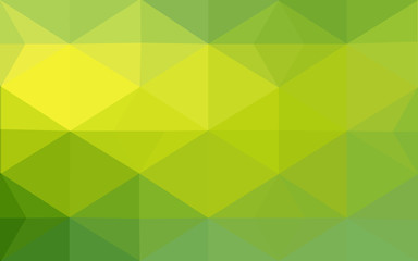 Multicolor green, yellow, orange polygonal design pattern, which consist of triangles and gradient in origami style.