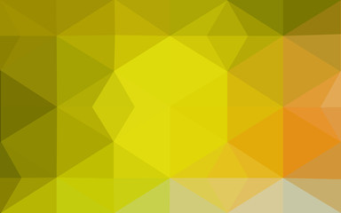 Multicolor green, yellow, orange polygonal design pattern, which consist of triangles and gradient in origami style.