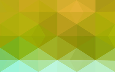 Multicolor green, yellow, orange polygonal design pattern, which consist of triangles and gradient in origami style.