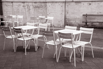 Fototapeta na wymiar Cafe Tables and Chairs, Brussels