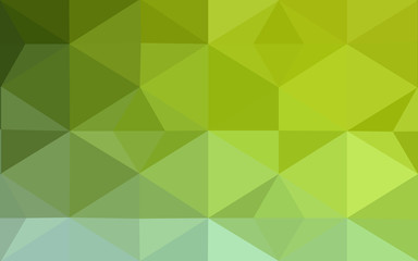 Multicolor green, yellow, orange polygonal design pattern, which consist of triangles and gradient in origami style.