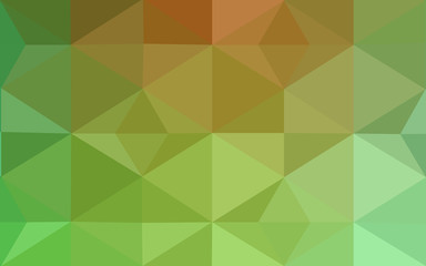 Multicolor green, yellow, orange polygonal design pattern, which consist of triangles and gradient in origami style.