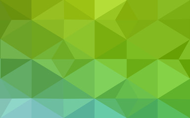 Multicolor green, yellow, orange polygonal design pattern, which consist of triangles and gradient in origami style.
