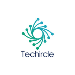 Fototapeta na wymiar High Tech Flower Vector Logo
